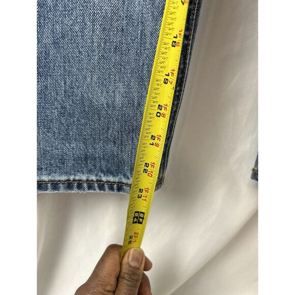 Anthropologie EVIDNT MALIBU Girlfriend Size 27 Blue Denim Shredded Hems Back Leg - Picture 6 of 11